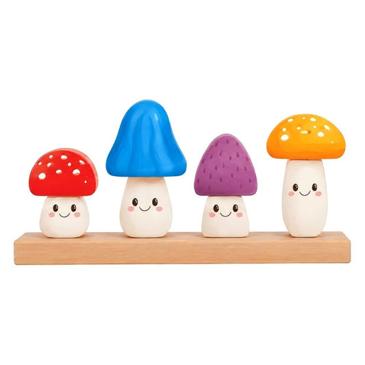 Wooden Mushroom Sorting & Matching Toy for Toddlers – Montessori Color Recognition Toy