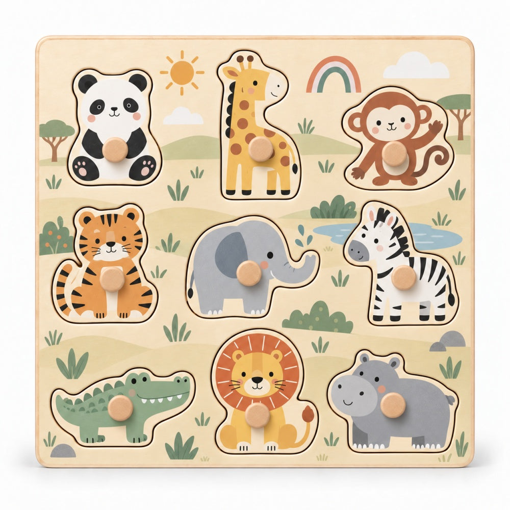 10-Piece Wooden Number Knob Puzzle – Numbers 1–10 Learning Toy
