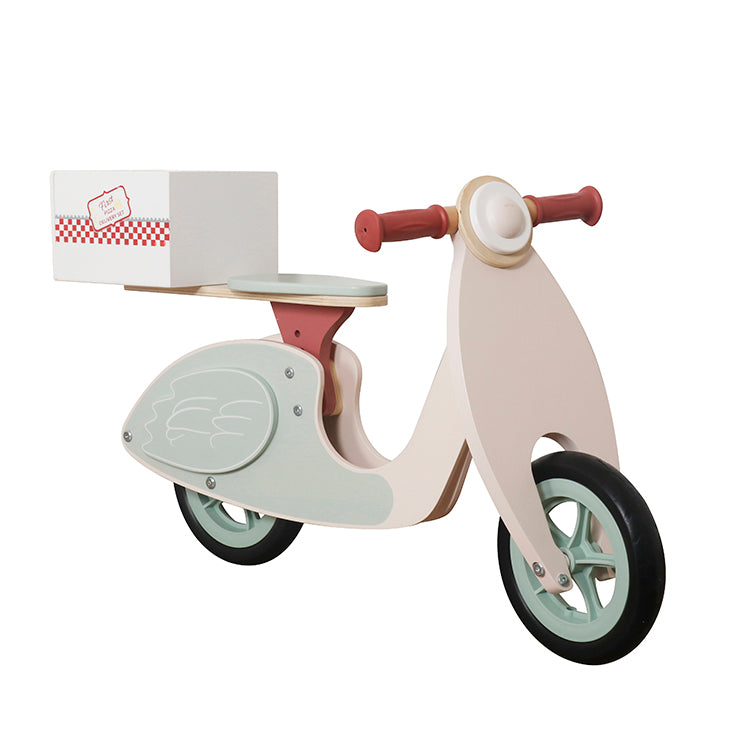 Wholesale Kids Wooden Balance Bike, Pizza Delivery Scooter Ride-On Toy, OEM Available