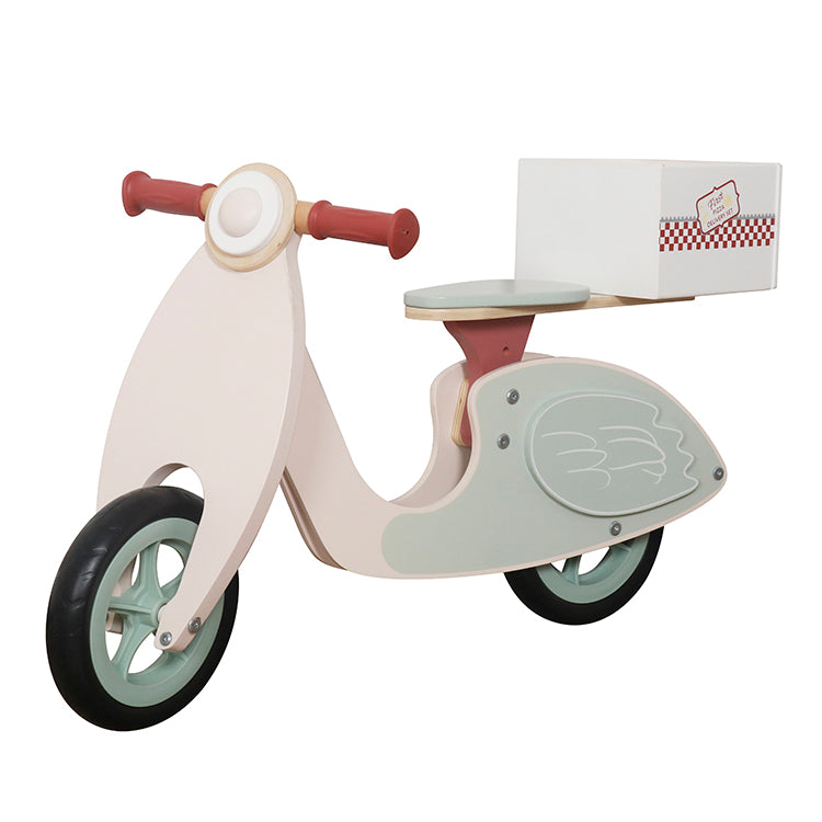 Wholesale Kids Wooden Balance Bike, Pizza Delivery Scooter Ride-On Toy, OEM Available