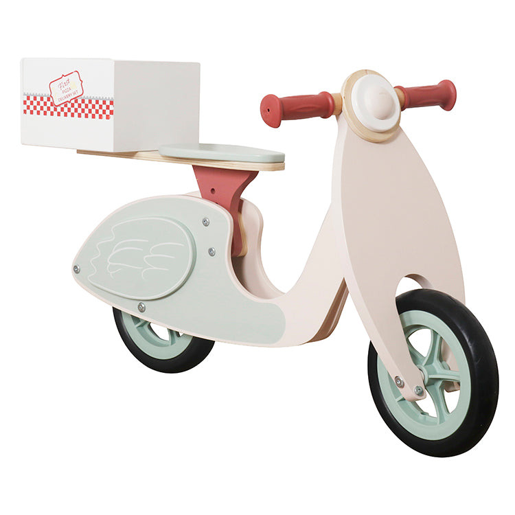 Wholesale Kids Wooden Balance Bike, Pizza Delivery Scooter Ride-On Toy, OEM Available