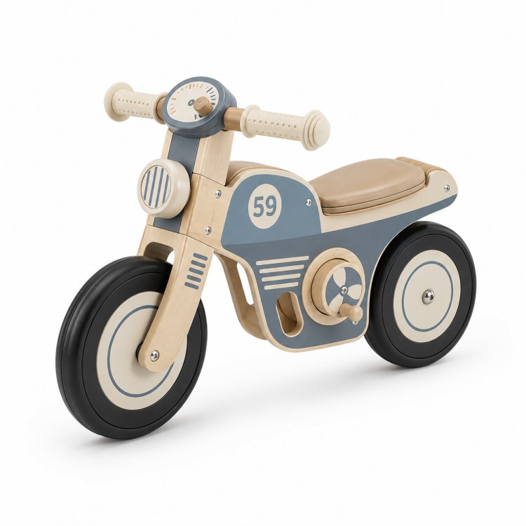 OEM Vintage Blue Motorcycle Wooden Balance Bike