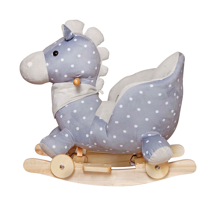 2-in-1 Wooden Rocking Horse with Wheels – Plush Ride-On Toy for Toddlers