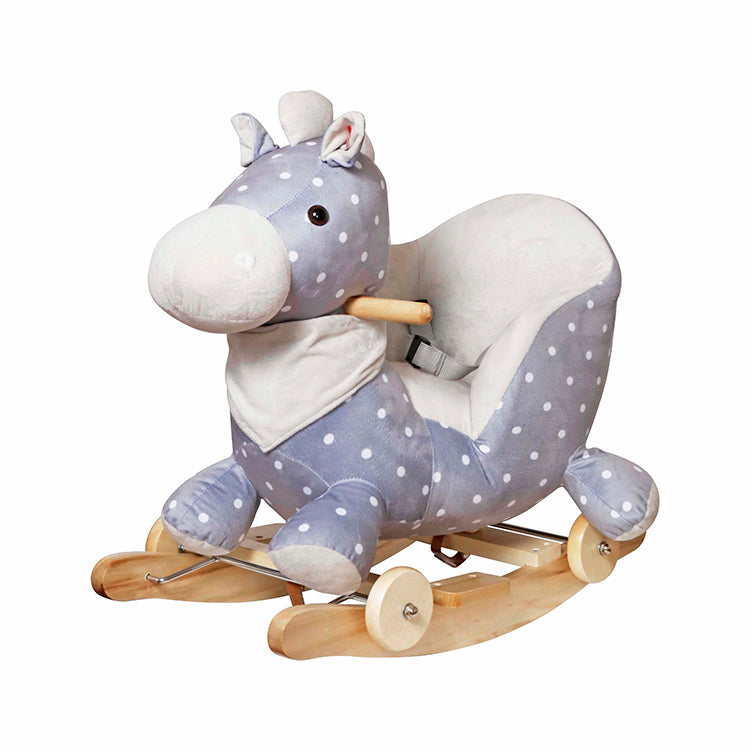 2-in-1 Wooden Rocking Horse with Wheels – Plush Ride-On Toy for Toddlers