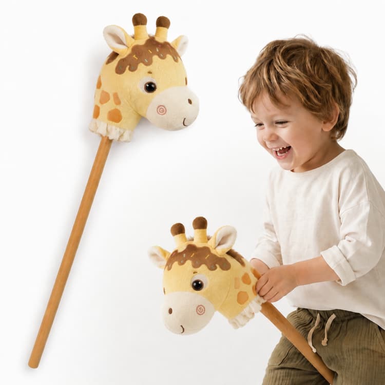 Plush Giraffe Hobby Stick Riding Toy | Factory Direct