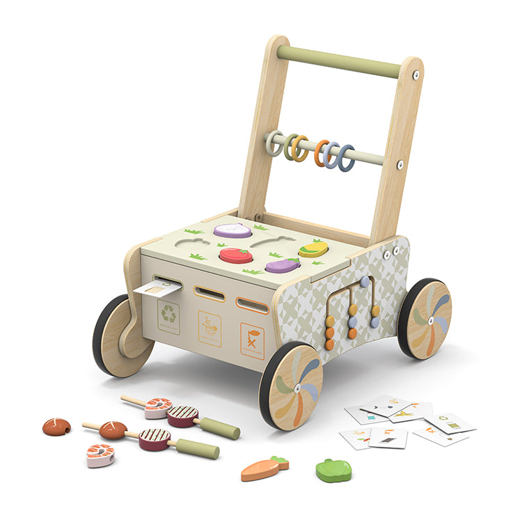 Wholesale Kids Wooden BBQ Grill Shopping Cart Toy, OEM Available