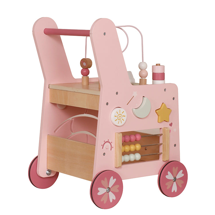 Custom Wooden Baby Walker Manufacturer – Pink Kids Activity Walker Toy OEM Supplier