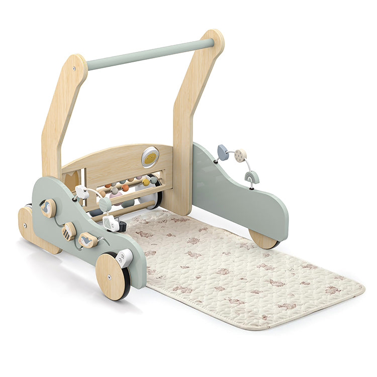 Wholesale Wooden 2-in-1 Baby Activity Walker with Gym Toys, OEM Available