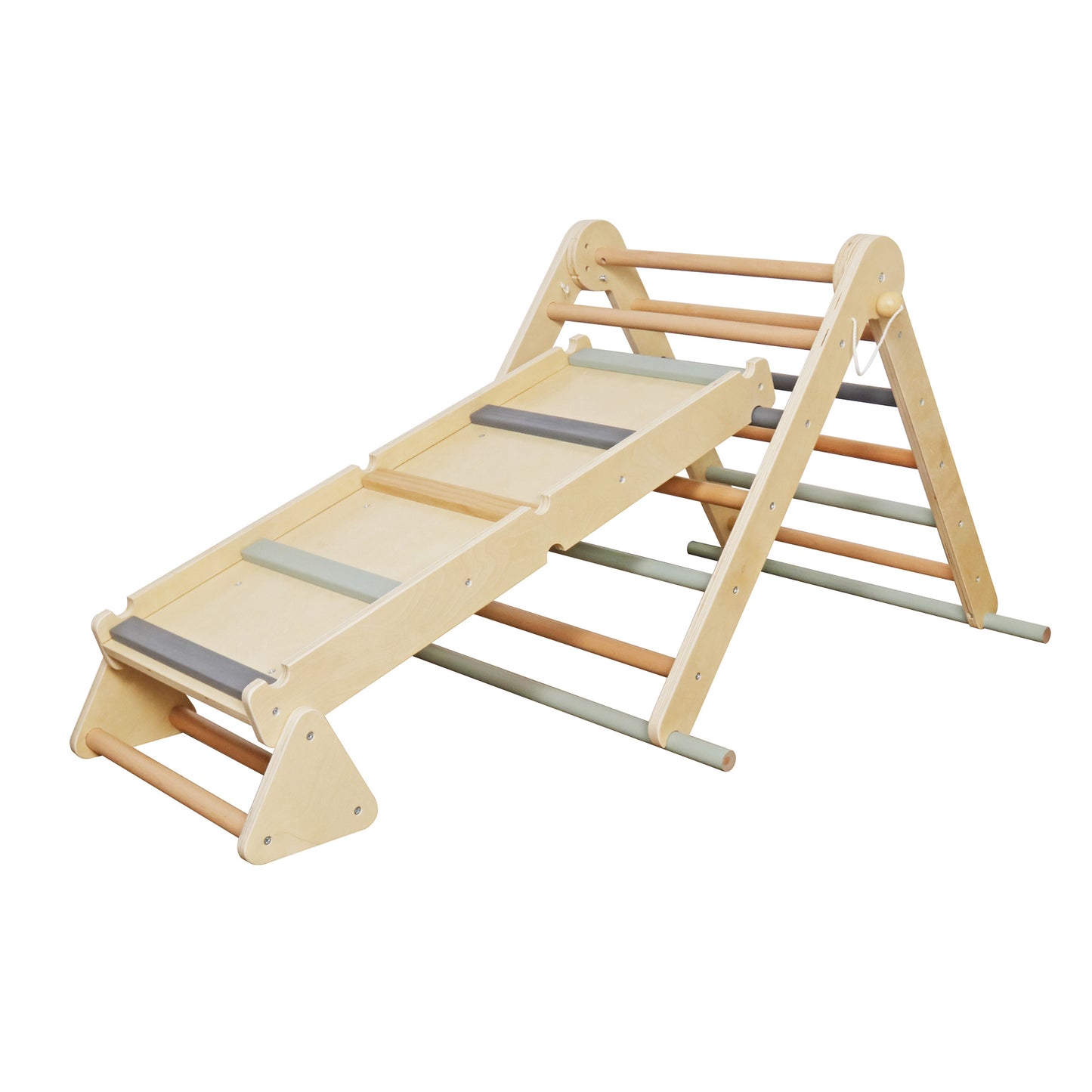 Custom Wooden Climbing Triangle – Kids Montessori Climber Set with Slide