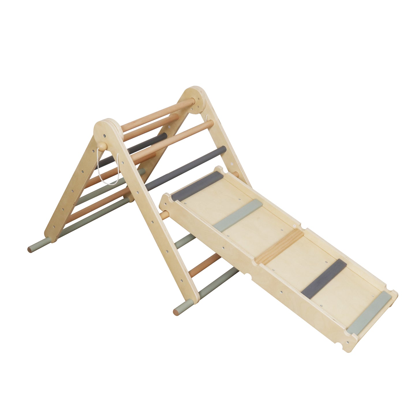 Custom Wooden Climbing Triangle – Kids Montessori Climber Set with Slide